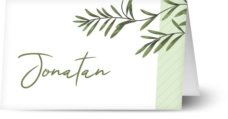 Placeringskort för dop, halvmatt papper, 1 st, kors, foliage, ränder, vit, placeringskort, vikt, Optimalprint