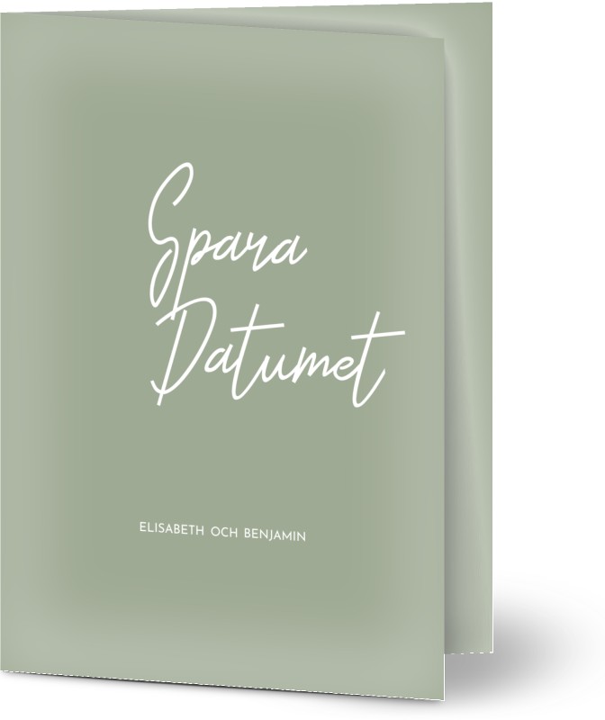 Save the Date kort, script, blå, grön, A6, vikt, Optimalprint