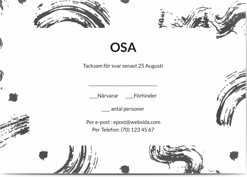 OSA Kort, glansigt papper, standard-kuvert, 1 st, manlig, black and white, A6, enkelt, Optimalprint