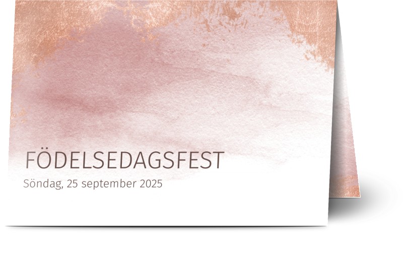 Födelsedagskort 80 år, glansigt papper, standard-kuvert, 1 st, 30, 40, 50, metallisk, akvarell, akvareller, guld, rosa, A6, vikt, Optimalprint