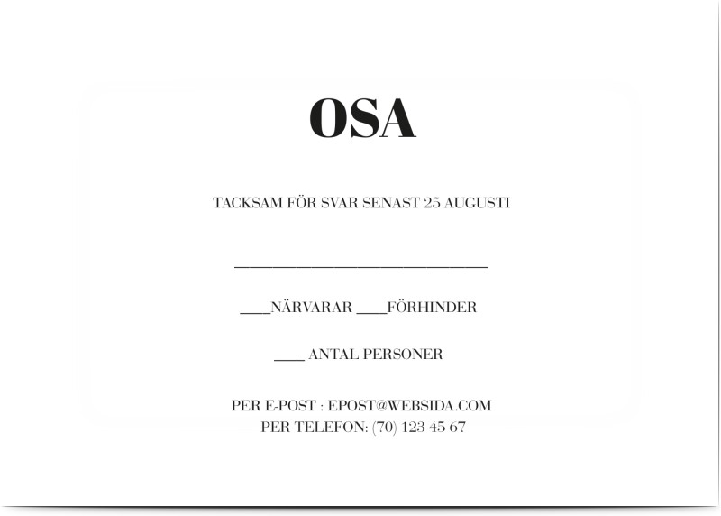 OSA Kort, glansigt papper, standard-kuvert, 1 st, cool, foto, enkel, vit, minimalistisk, modernt, A6, enkelt, Optimalprint