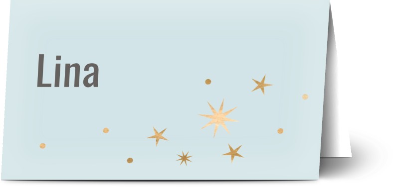 Placeringskort för dop, halvmatt papper, 1 st, måne, himmel, stjärna, stjärnor, pojke, flicka, guld, grön, placeringskort, vikt, Optimalprint