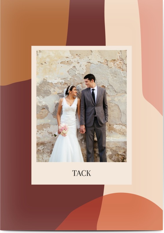 Tackkort för bröllop, glansigt papper, standard-kuvert, 1 st, fotokort (1 foto), abstrakt, assymetrisk, färgfull, pale, A6, enkelt, Optimalprint