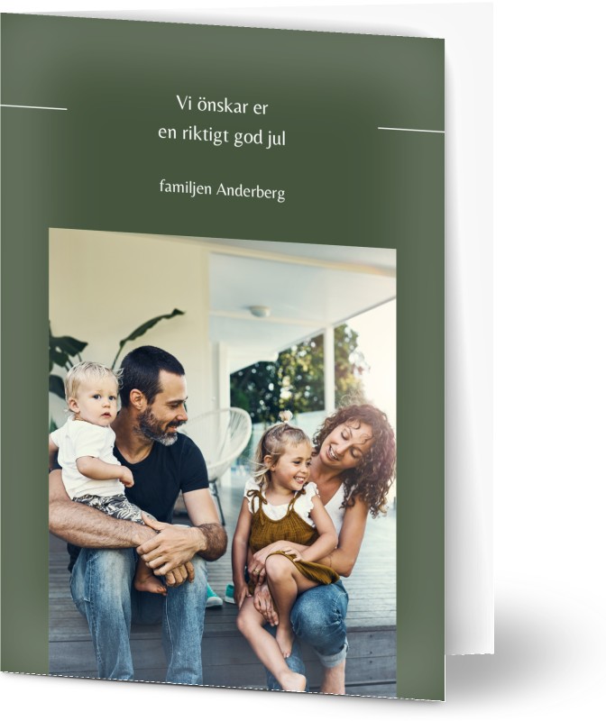 Julkort, glansigt papper, standard-kuvert, 1 st, 2 foton, jul, lov, linjer, enkel, blå, grön, minimalistisk, modernt, A6, vikt, Optimalprint