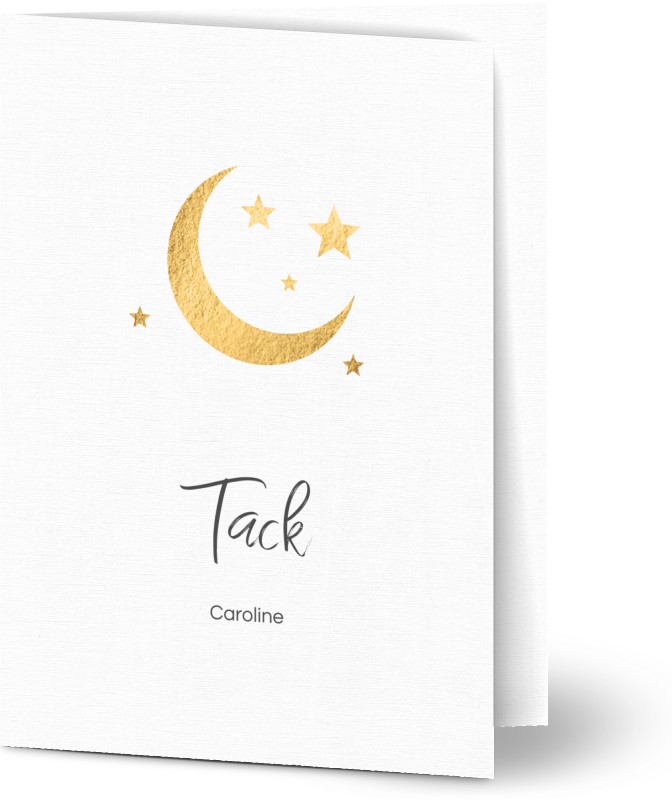 Tackkort för dop, glansigt papper, standard-kuvert, 1 st, fotokort (1 foto), söt, måne, stjärnor, strukturpapper, flicka, A6, vikt, Optimalprint