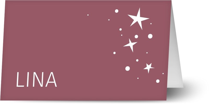 Placeringskort för dop, halvmatt papper, 1 st, stjärnor, rosa, violett, placeringskort, vikt, Optimalprint