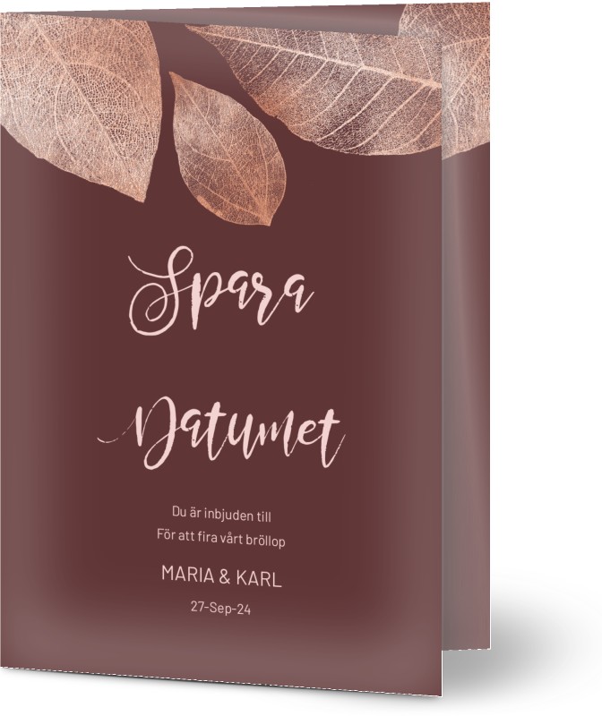 Save the Date kort, brun, burgundy, A6, vikt, Optimalprint