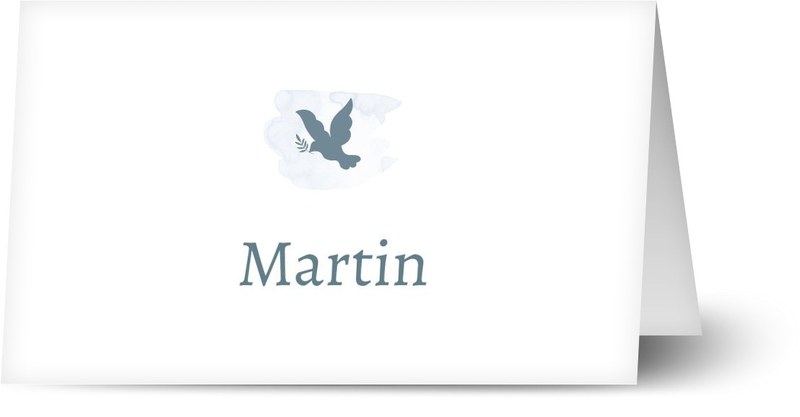 Placeringskort för dop, fågel, söt, eleganta, enkel, akvarell, pojke, blå, placeringskort, vikt, Optimalprint