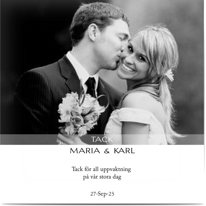 Thank You Cards Wedding, glansigt papper, standard-kuvert, 1 st, fotokort (1 foto), kvadratiskt, enkelt, Optimalprint