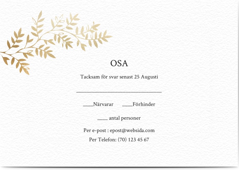 OSA Kort, glansigt papper, standard-kuvert, 1 st, löv, vinodlingar, vit, modernt, A6, enkelt, Optimalprint