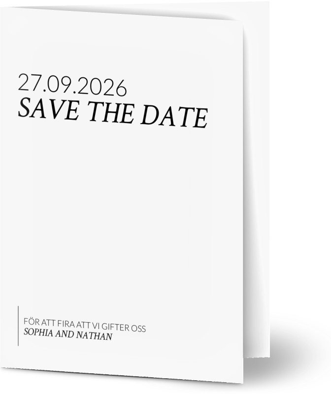 Save the Date kort, fotokort (1 foto), minimalistisk, A6, vikt, Optimalprint