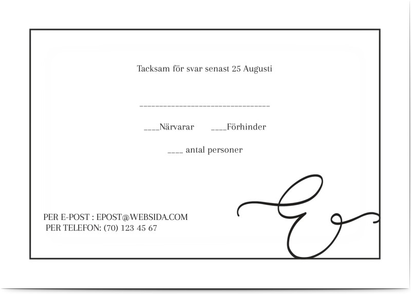 OSA Kort, glansigt papper, standard-kuvert, 1 st, framed, handwritten, svart, vit, minimalistisk, A6, enkelt, Optimalprint